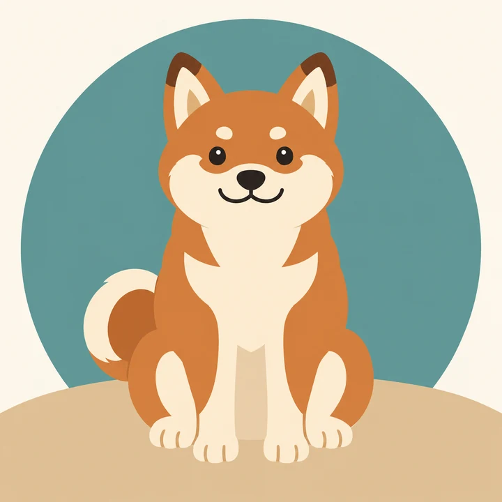 Example: a photo of a Shiba redrawn as a flat 2D tufting design